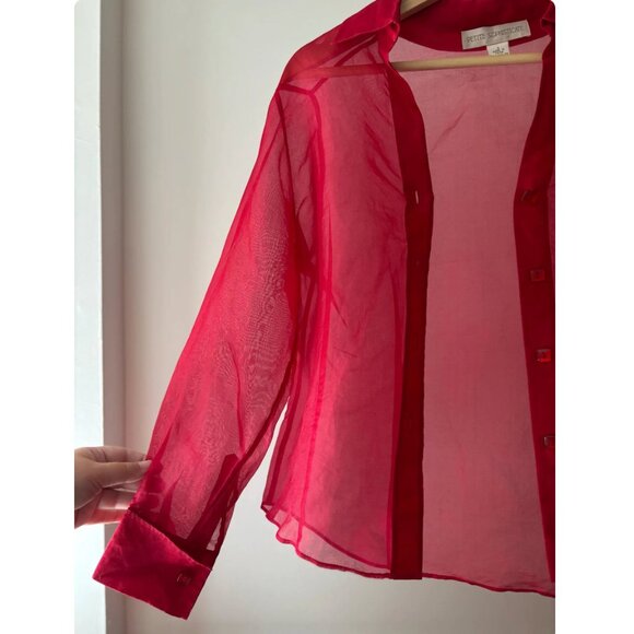 1990s Vintage Red Sheer Blouse - Picture 6 of 6